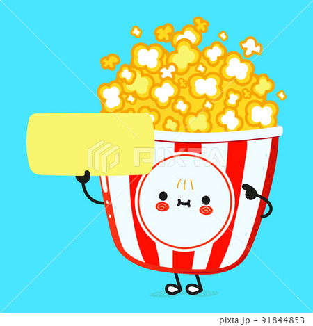 Cute funny popcorn poster character. Vector hand drawn cartoon kawaii character illustration. Isolated blue background. Popcorn poster Cute funny popcorn poster character. Vector hand drawn cartoon kawaii character illustration. Isolated blue background. Popcorn poster 91844853