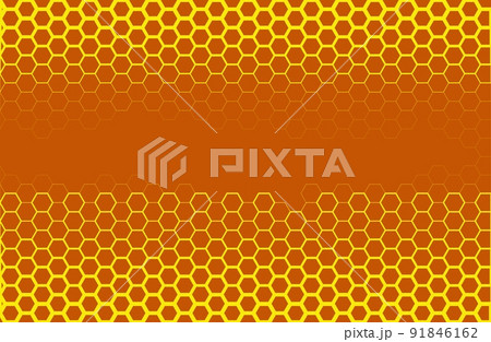 Illustration of a honeybee honeycomb. Illustration of hexagons with a copy space 91846162