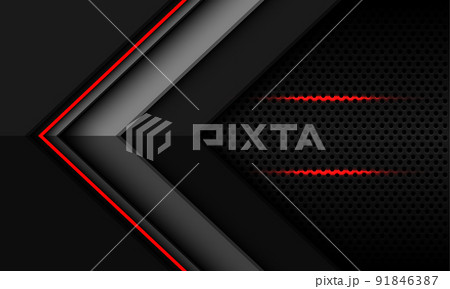 Abstract red grey black metallic arrow direction geometric shape with circle mesh pattern blank space design modern futuristic background vector Abstract red grey black metallic arrow direction geometric shape with circle mesh pattern blank space design modern futuristic background vector 91846387
