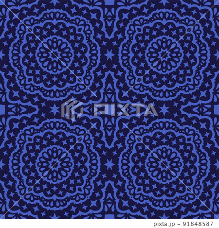 Vector art with blue cosmic seamless pattern Vector art with blue cosmic seamless pattern 91848587