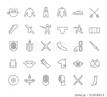 Set Vector Line Icons of Fencing. Set Vector Line Icons of Fencing. 91848814