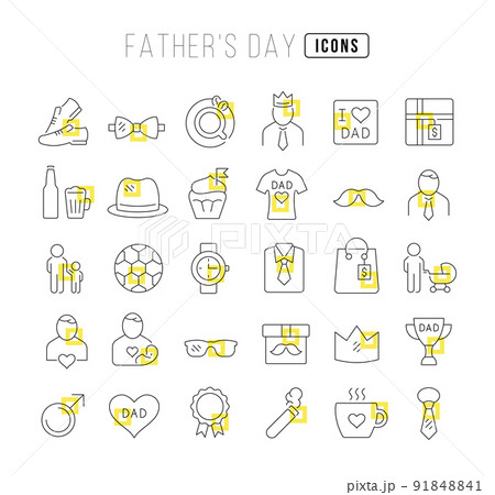 Set of linear icons of Father's Day 91848841