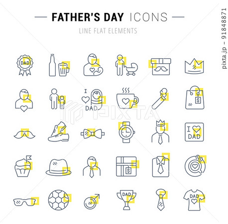 Set Vector Line Icons of Father's Day 91848871