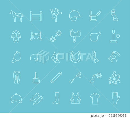 Set of Line Icons of Equestrian Sport. 91849341