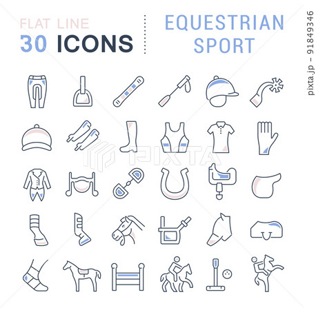 Set Vector Line Icons of Equestrian Sport. 91849346