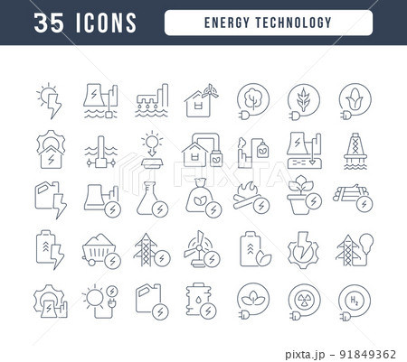 Set of linear icons of Energy Technology 91849362
