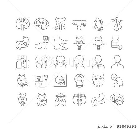 Set of linear icons of Endocrinology 91849391