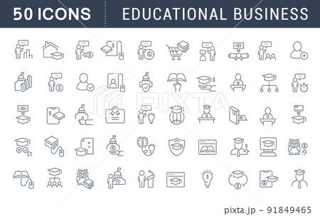 Set Vector Line Icons of Educational Business 91849465