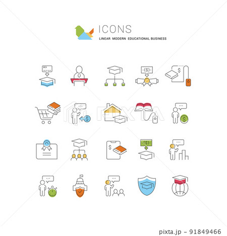 Set Vector Line Icons of Educational Business 91849466