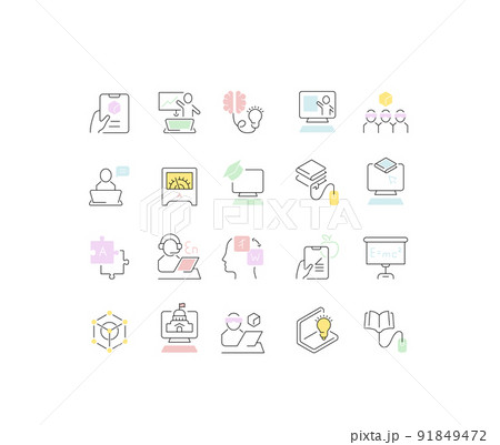 Set Vector Line Icons of Educational Technology 91849472
