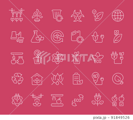 Set Vector Line Icons of Eco and Bio Technology Set Vector Line Icons of Eco and Bio Technology 91849526