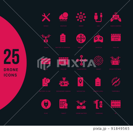 Set of Simple Icons of Drone Set of Simple Icons of Drone 91849565