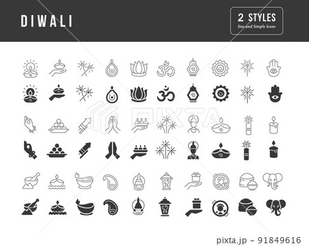 Vector Simple Icons of Diwali 91849616