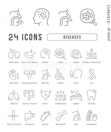 Set of linear icons of Diseases Set of linear icons of Diseases 91849652