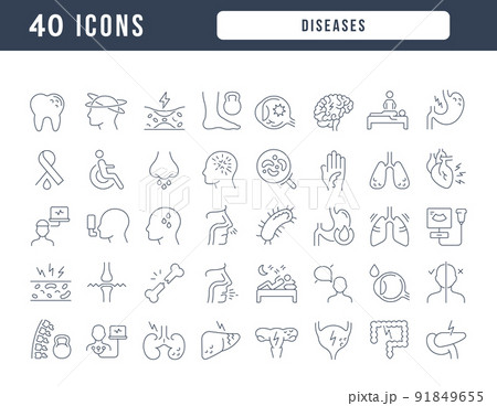 Set of linear icons of Diseases Set of linear icons of Diseases 91849655