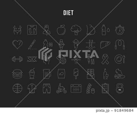 Set Vector Flat Line Icons Slimming 91849684