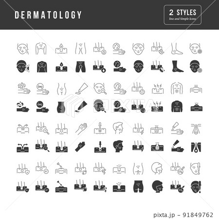 Set of simple icons of Dermatology 91849762