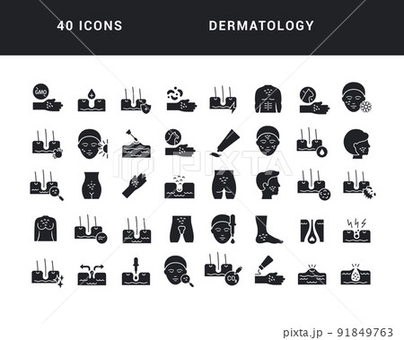 Set of simple icons of Dermatology Set of simple icons of Dermatology 91849763
