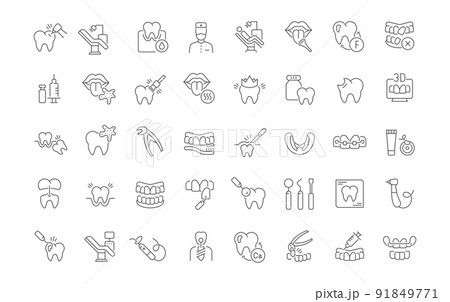Set Vector Line Icons of Dentistry. 91849771
