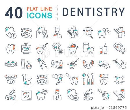 Set Vector Line Icons of Dentistry. Set Vector Line Icons of Dentistry. 91849776