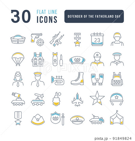 Set of linear icons of Defender of the Fatherland Day Set of linear icons of Defender of the Fatherland Day 91849824