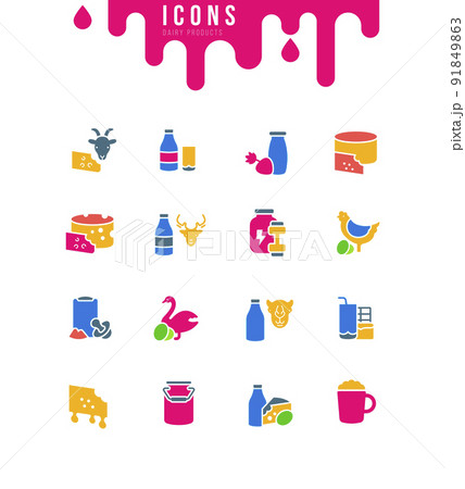 Set of Simple Icons of Dairy Products Set of Simple Icons of Dairy Products 91849863