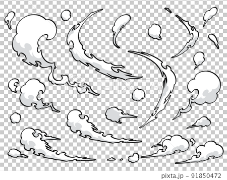 かっこいい雲のイラスト素材セット_エフェクト風 91850472