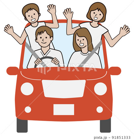 車に乗った家族 91851333
