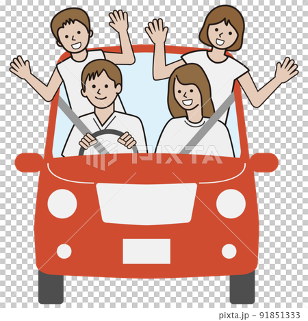 車に乗った家族 91851333