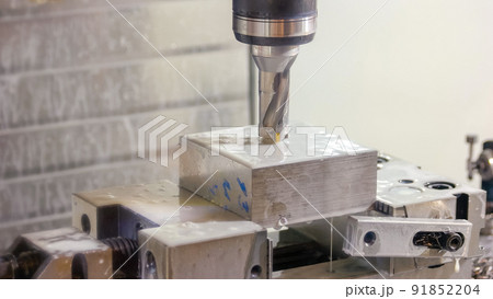 Washing a cut metal cnc drilling machine close-up. Washing a cut metal cnc drilling machine close-up. 91852204