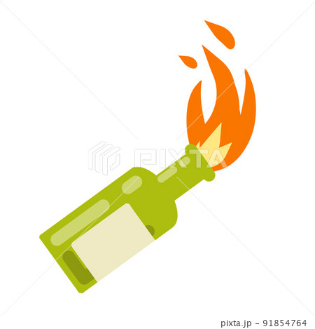 Molotov cocktail. Fire and bottle. 91854764