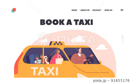 Book a Taxi Landing Page Template. Family Characters Mother and Children Using Taxi Automobile Transportation Service Book a Taxi Landing Page Template. Family Characters Mother and Children Using Taxi Automobile Transportation Service 91855176