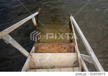 an old wooden staircase on the pier an old wooden staircase on the pier 91859073