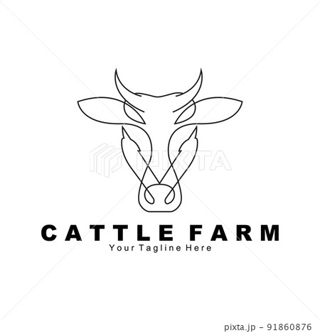 cow animal logo, cattle farm, dairy farm animal illustration design 91860876