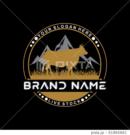 cow animal logo, cattle farm, dairy farm animal illustration design 91860881