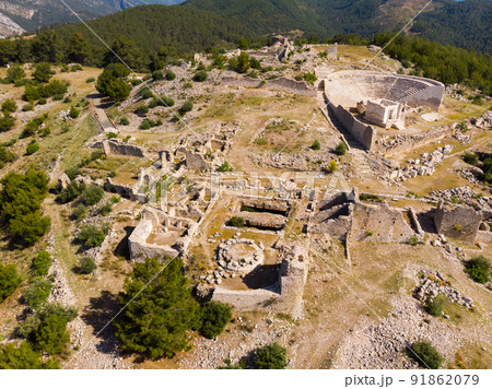 Bird's eye view of Rhodiapolis remains, Turkey 91862079
