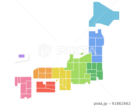 日本地図_地方区分_県名なし 91862662