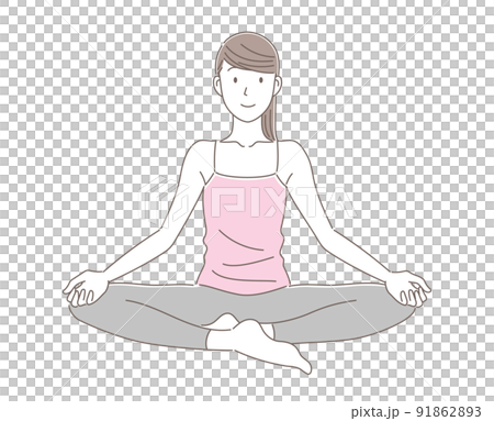 ヨガをする女性のイラスト素材 91862893