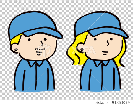 Men and women in work clothes with blonde hair and piercings 91863039