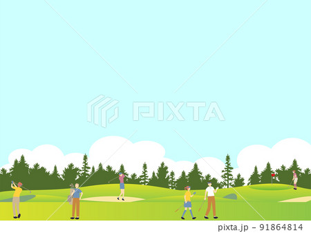 ゴルフを楽しむ人達 91864814