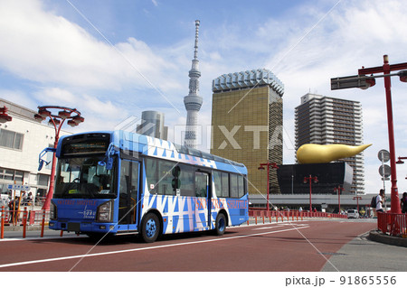 浅草をゆく雅カラーのスカイツリーシャトル（上野・浅草線） 91865556