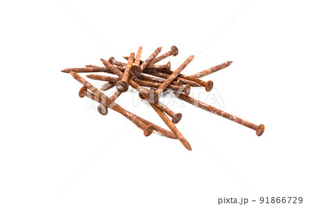 old rusty nails on white background old rusty nails on white background 91866729