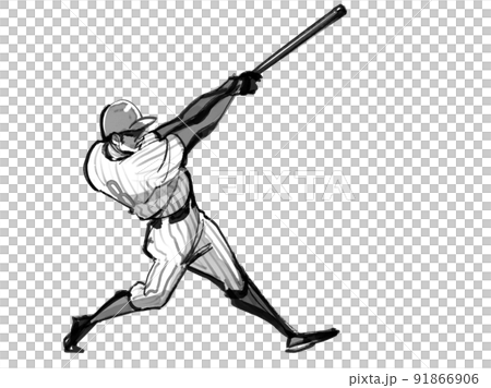 墨絵風 野球選手 91866906