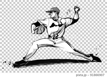 墨絵風 野球選手 墨絵風 野球選手 91866907