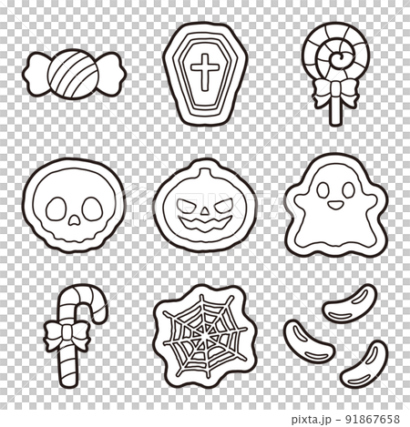 ハロウィン お菓子 セット ぬりえ ハロウィン お菓子 セット ぬりえ 91867658