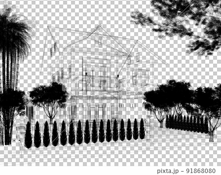 sketch design of house ,3d rendering sketch design of house ,3d rendering 91868080