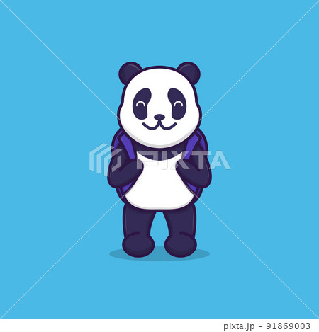 Cute panda going to school 91869003