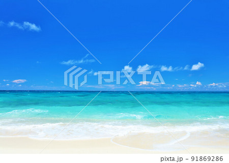 沖縄　宮古島　青空と海 91869286