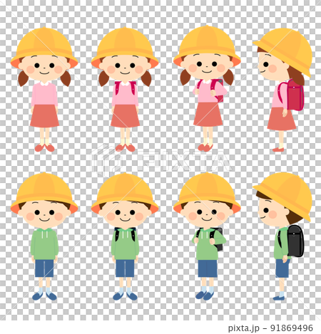 色々なポーズの小学生セット 91869496