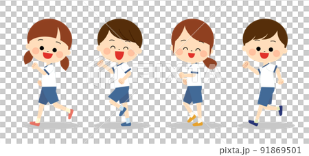 穿著運動服的笑臉孩子 91869501